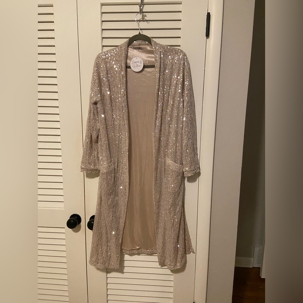 NWT Sparkling Sequin Long Cardigan